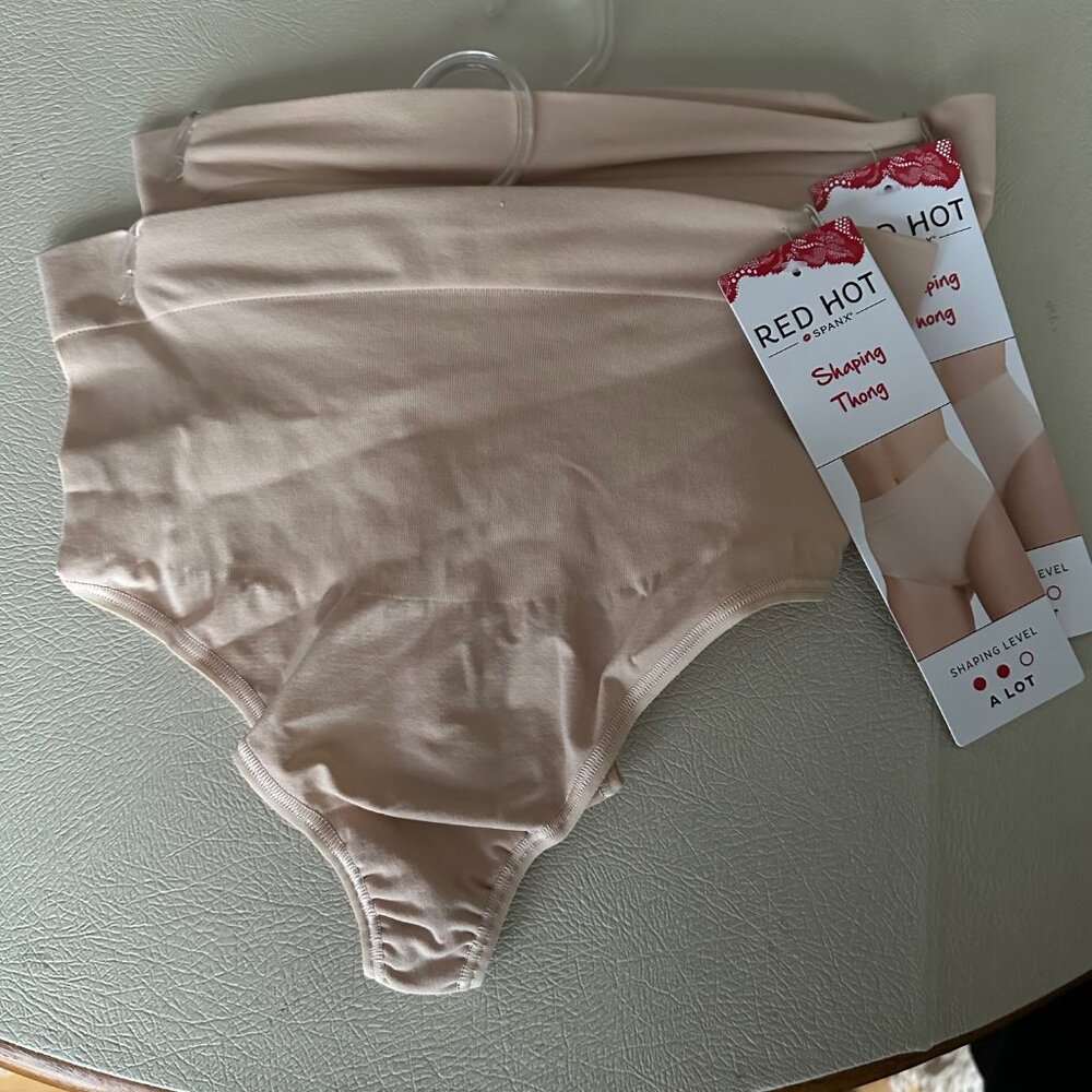 RED HOT by SPANX® Women's Firm Control Beige Thong Size L (set of 2)